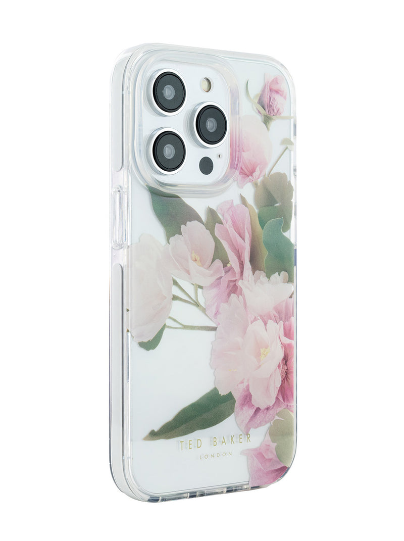 Ted Baker APPENA Clear Flower Placement Antishock Phone Case for iPhone 14 Pro Cream Bumper