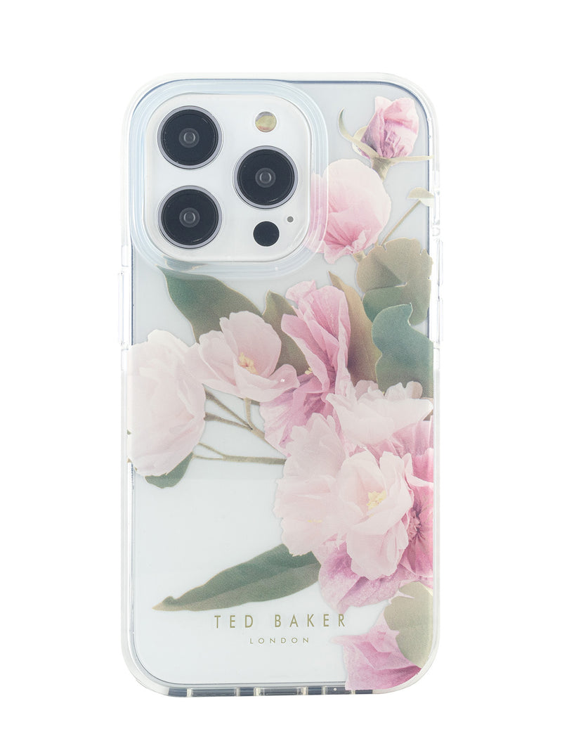 Ted Baker APPENA Clear Flower Placement Antishock Phone Case for iPhone 14 Pro Cream Bumper