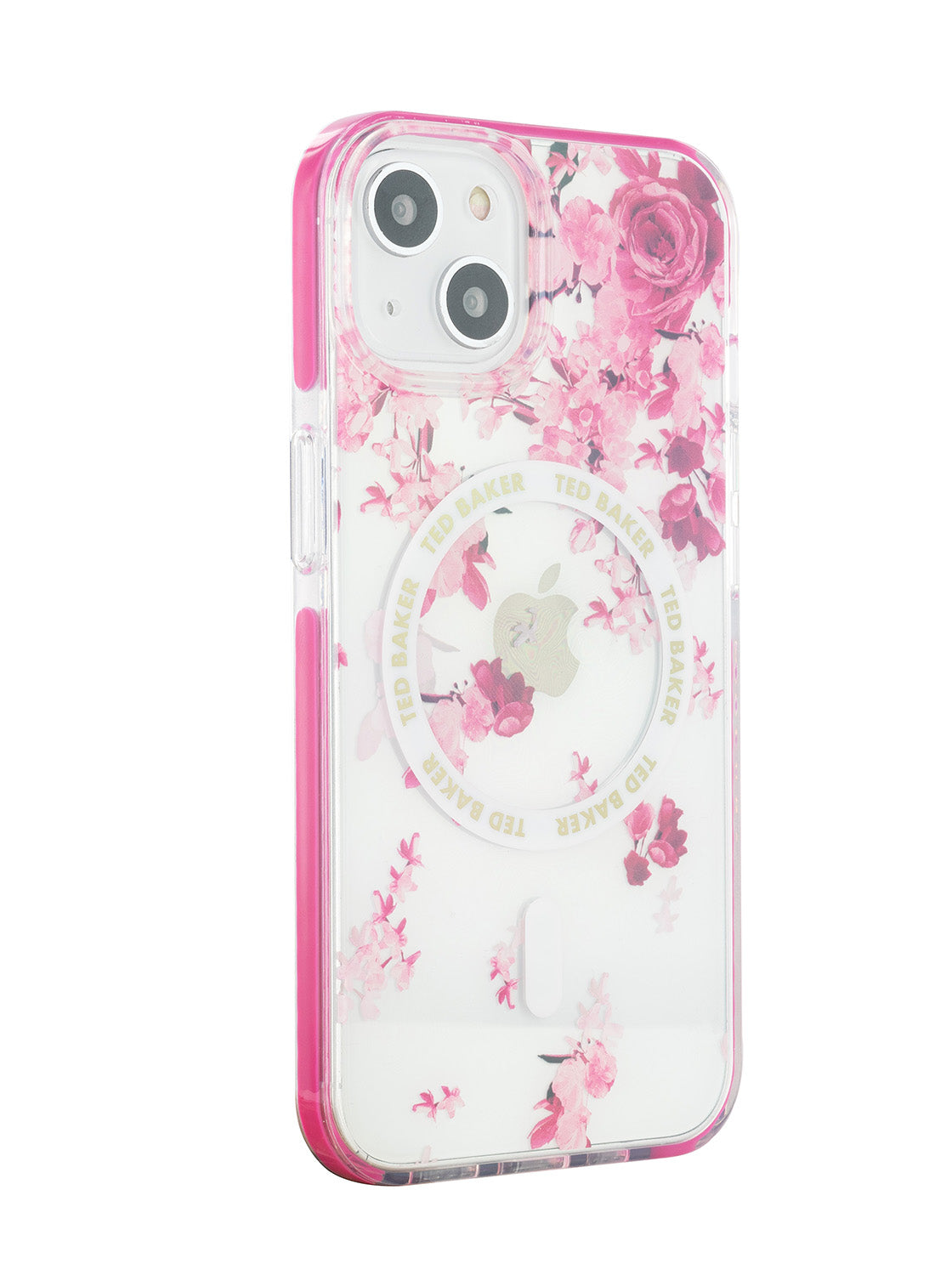 Ted Baker AZAMIAS Clear Scattered Flowers Antishock Phone Case for iPhone 14 Pink Bumper Compatible with MagSafe
