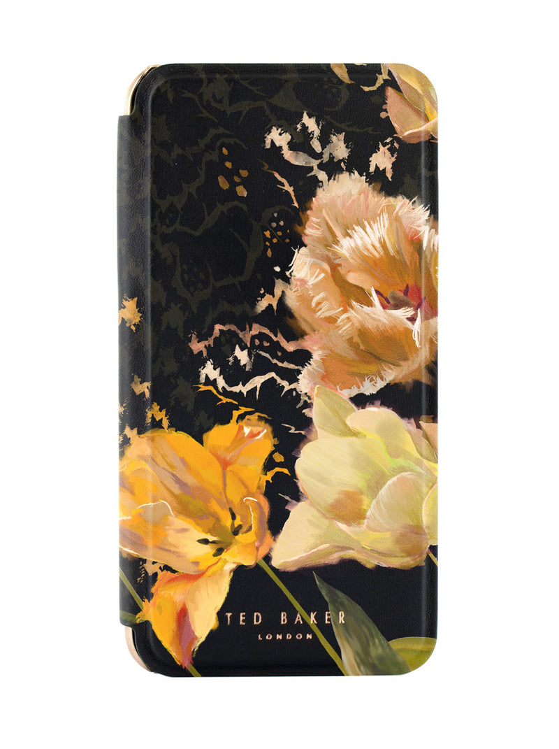 Ted Baker Orange Tulip Mirror Folio Phone Case for iPhone 17 Pro Max Gold Shell