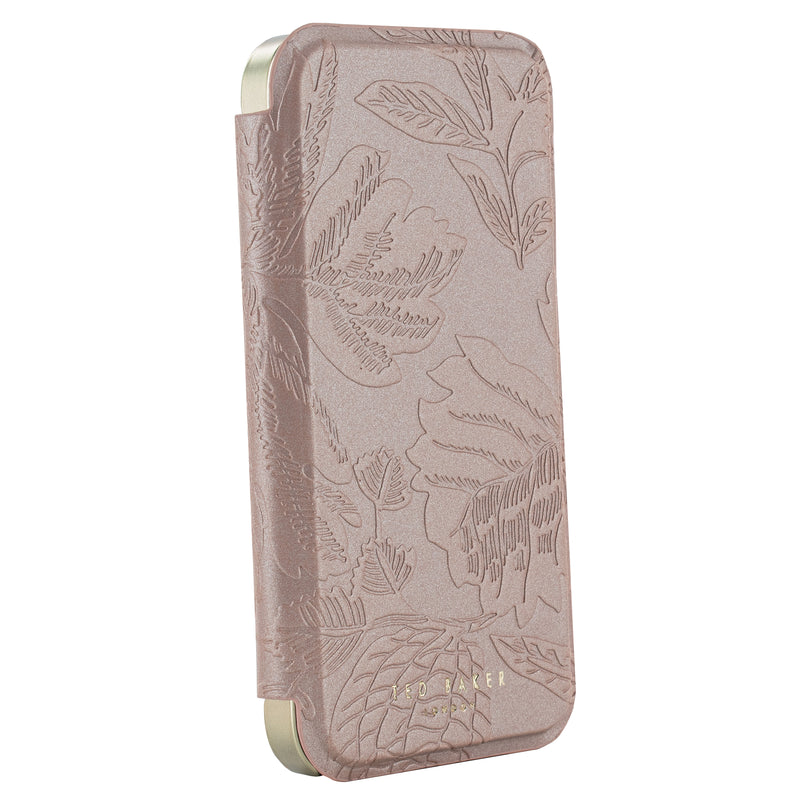 Ted Baker ABALONE Mirror Folio for iPhone 11 Debossed Flowers Rose Gold