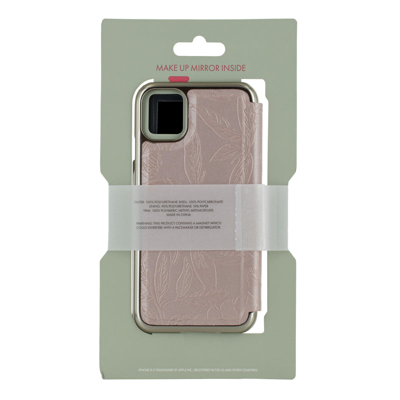 Ted Baker ABALONE Mirror Folio for iPhone 11 Debossed Flowers Rose Gold