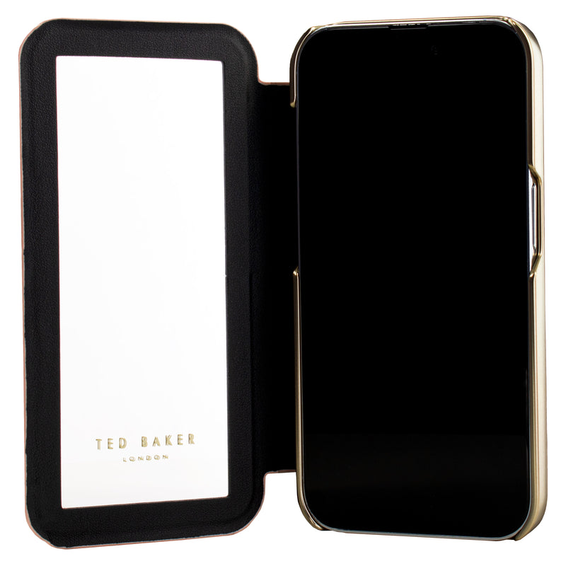 Ted Baker ABALEE Mirror Folio for iPhone 12 Pro Debossed Flowers Rose Gold