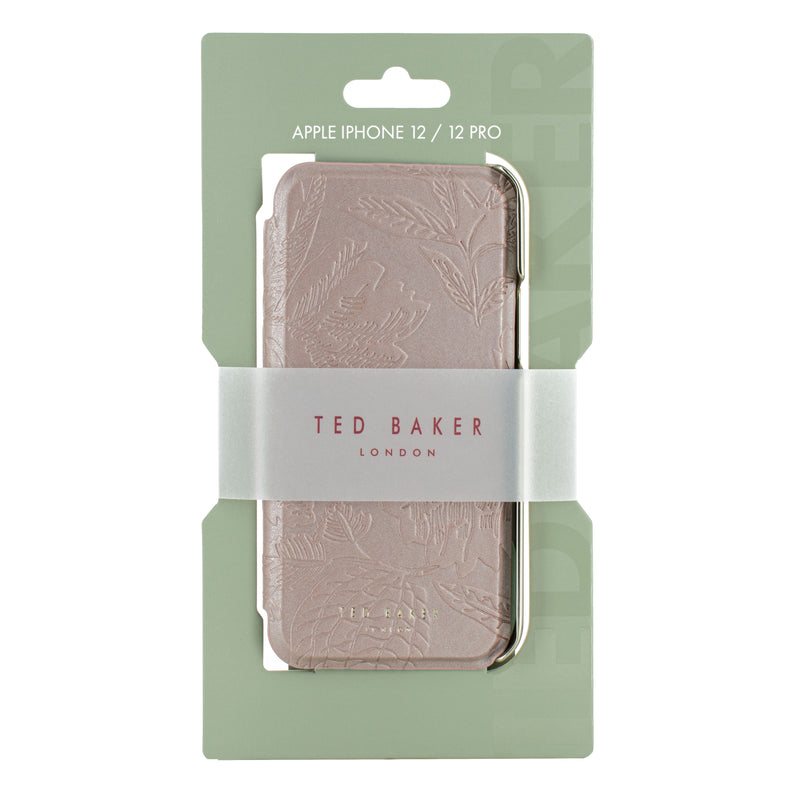Ted Baker ABALEE Mirror Folio for iPhone 12 Debossed Flowers Rose Gold