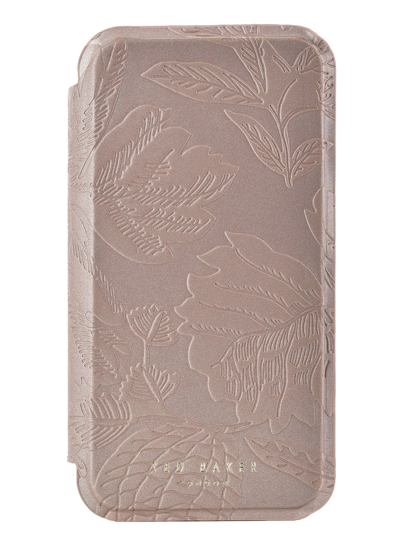 Ted Baker ABALINE Mirror Folio for iPhone 13 Debossed Flowers Rose Gold