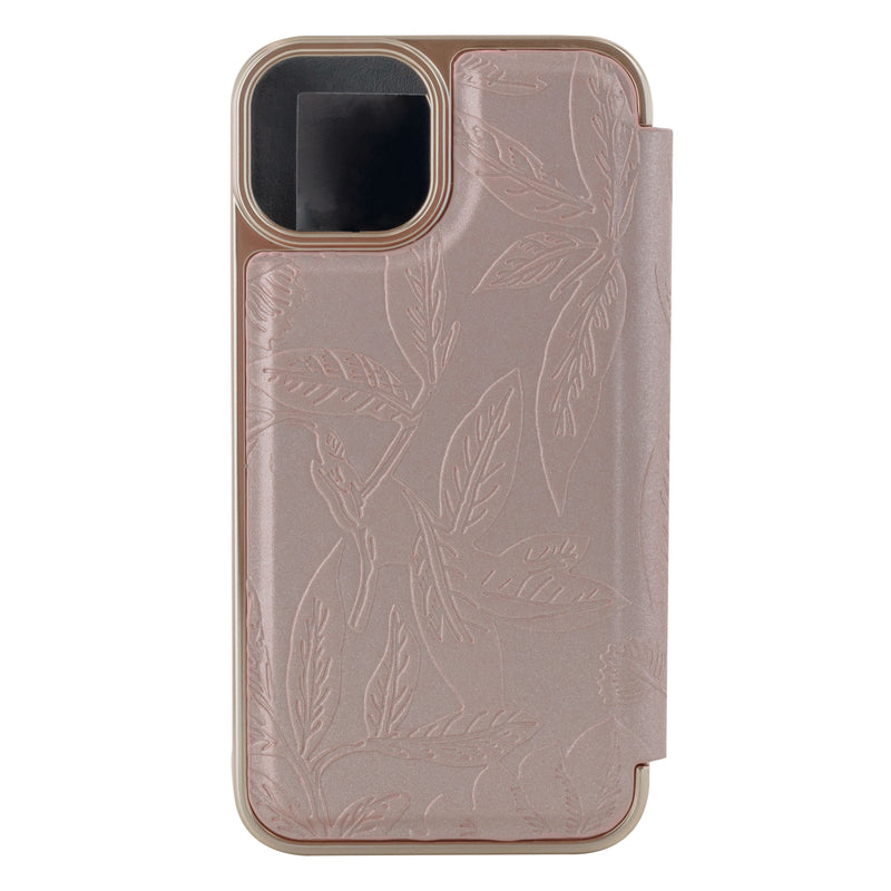 Ted Baker ABALINE Mirror Folio for iPhone 13 Debossed Flowers Rose Gold