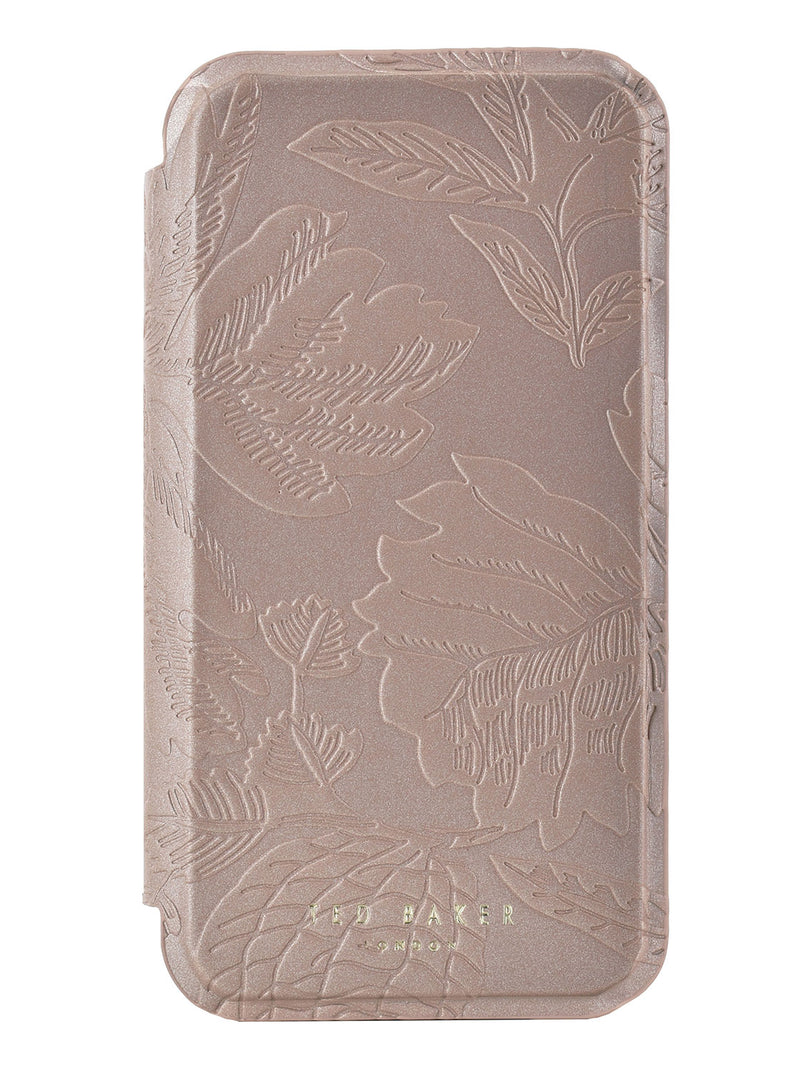 Ted Baker ABALETT Mirror Folio for iPhone 14 Pro Debossed Flowers Rose Gold