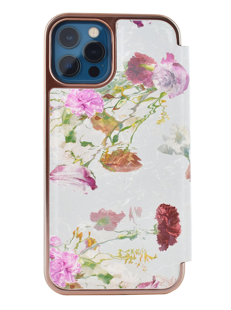 Ted Baker GWLADUS Mirror Folio for iPhone 12 Pro Water Floral Grey Rose Gold