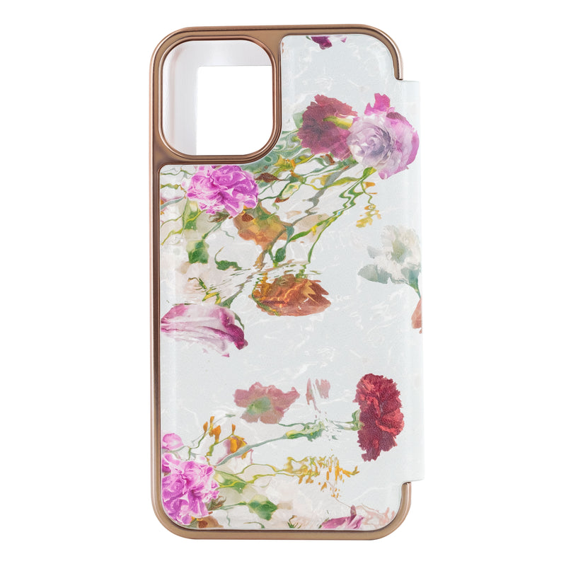 Ted Baker GWLADUS Mirror Folio for iPhone 12 Pro Water Floral Grey Rose Gold