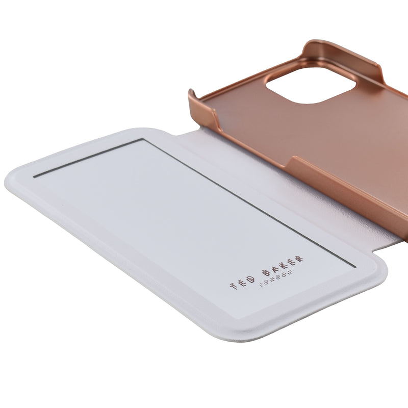 Ted Baker GLADOT Mirror Folio for iPhone 14 Pro Water Floral Grey Rose Gold