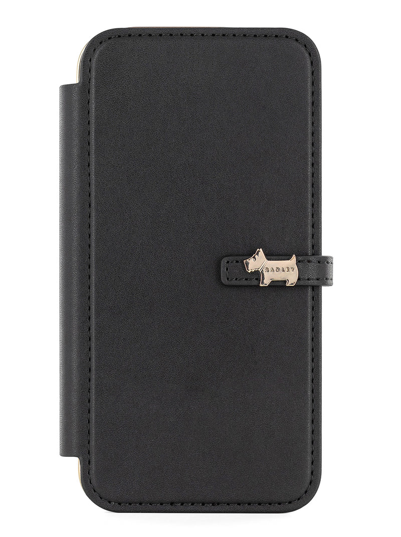 Radley Scotty Dog Embellished Book-style Flip Case for iPhone 12 Pro with Four Card Slots - Black / Tan