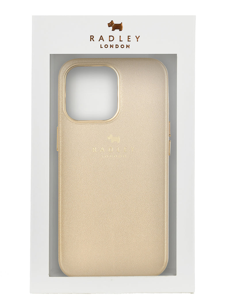 Radley Leather-Style Wrapped Back Shell Clip Case for iPhone 14 - Gold