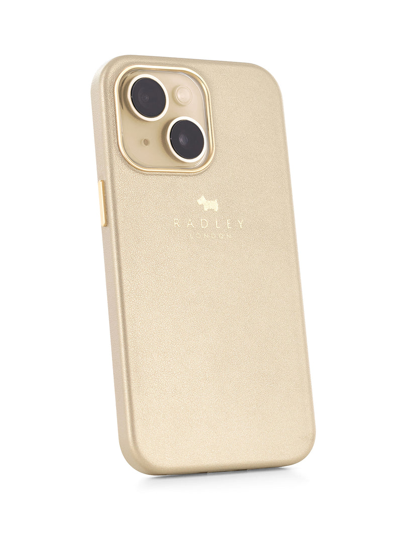 Radley Leather-Style Wrapped Back Shell Clip Case for iPhone 12 - Gold