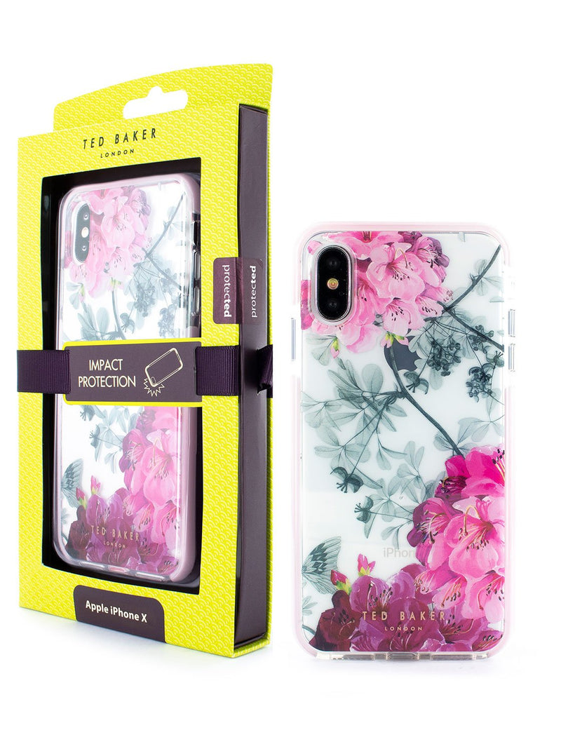Packaging image of the Ted Baker Apple iPhone XS / X phone case in Clear Print