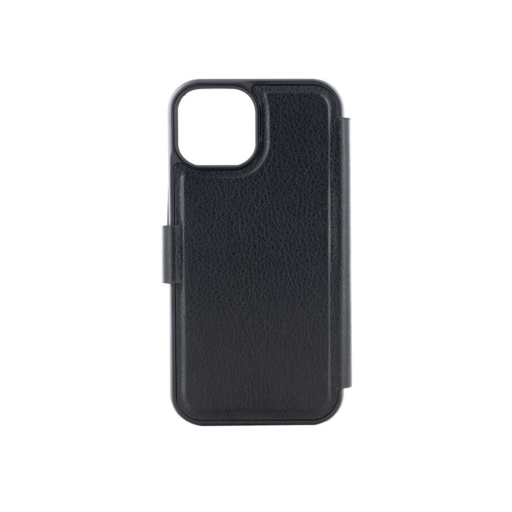 iPhone 15 Leather Folio Phone Case - Black / Brown