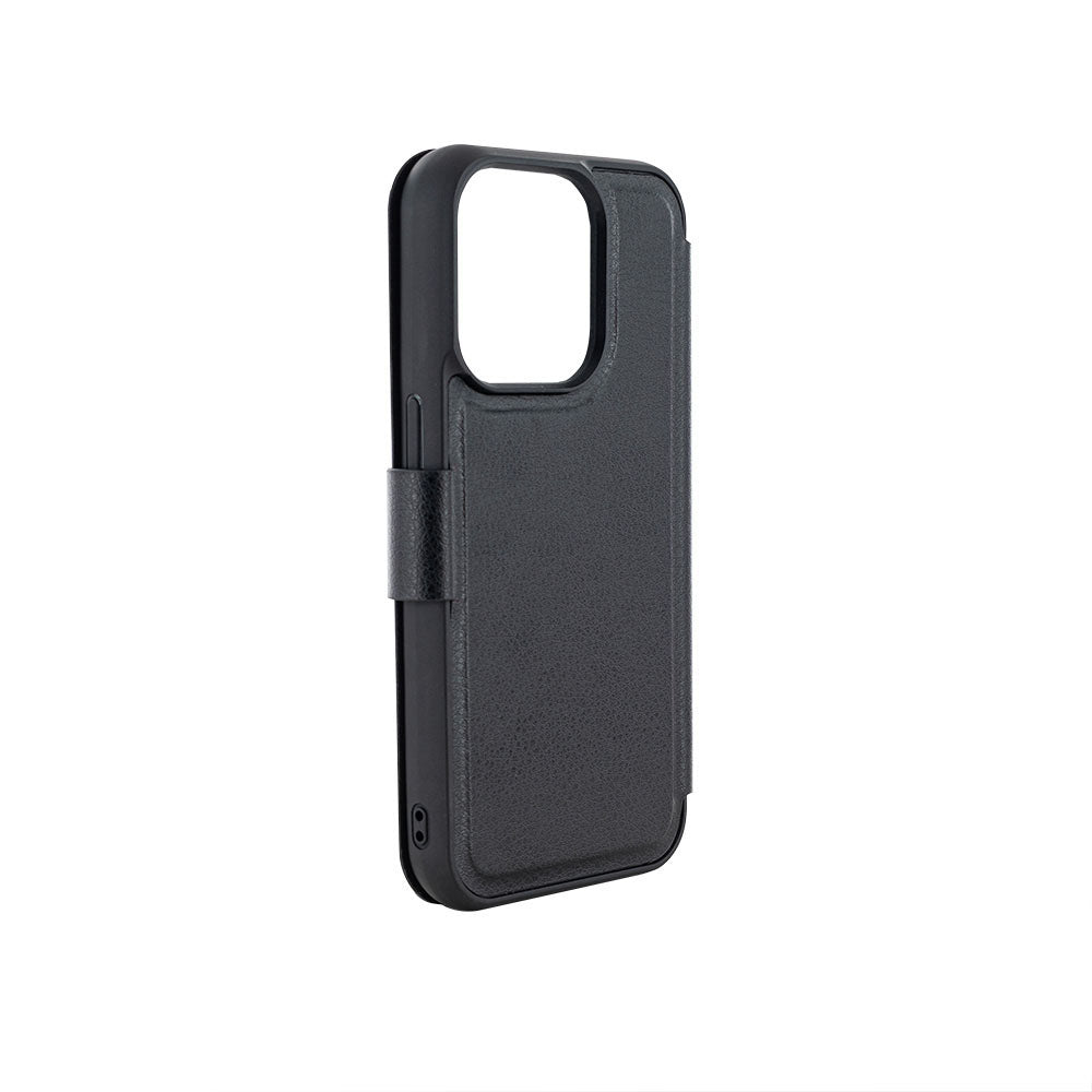 iPhone 15 Pro Leather Folio Phone Case - Black / Brown