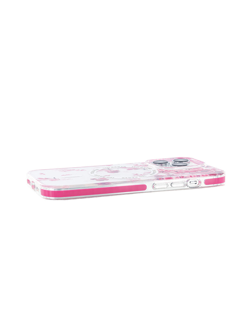 Ted Baker AZAM Clear Scattered Flowers Antishock Phone Case for iPhone 14 Pro Pink Bumper Compatible with MagSafe