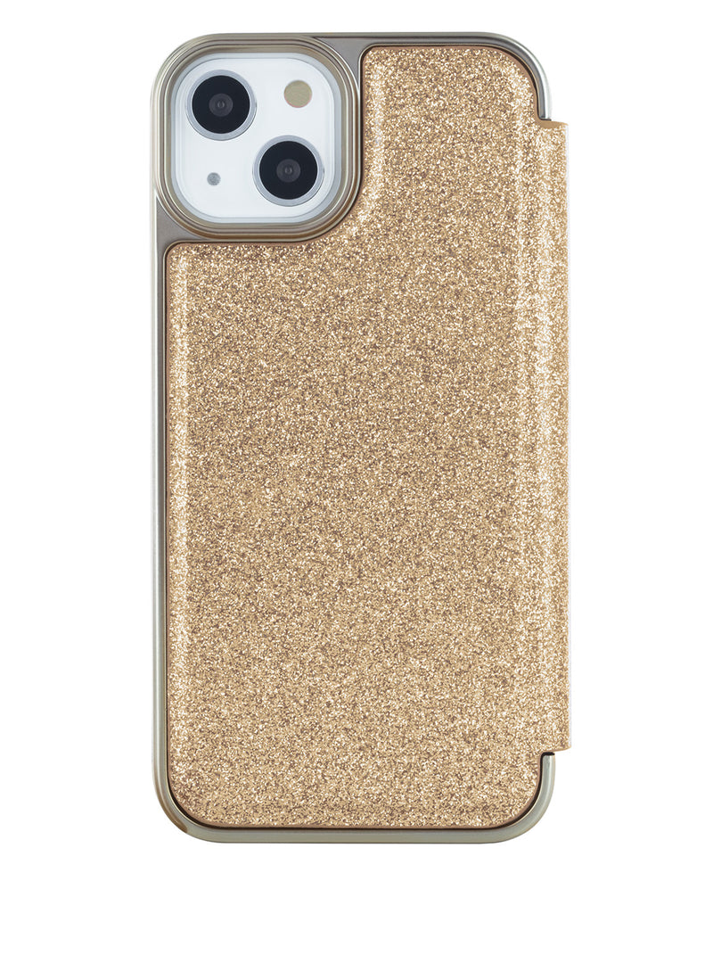 Ted Baker CAMBRIN Gold Glitter Mirror Folio Phone Case for iPhone 13