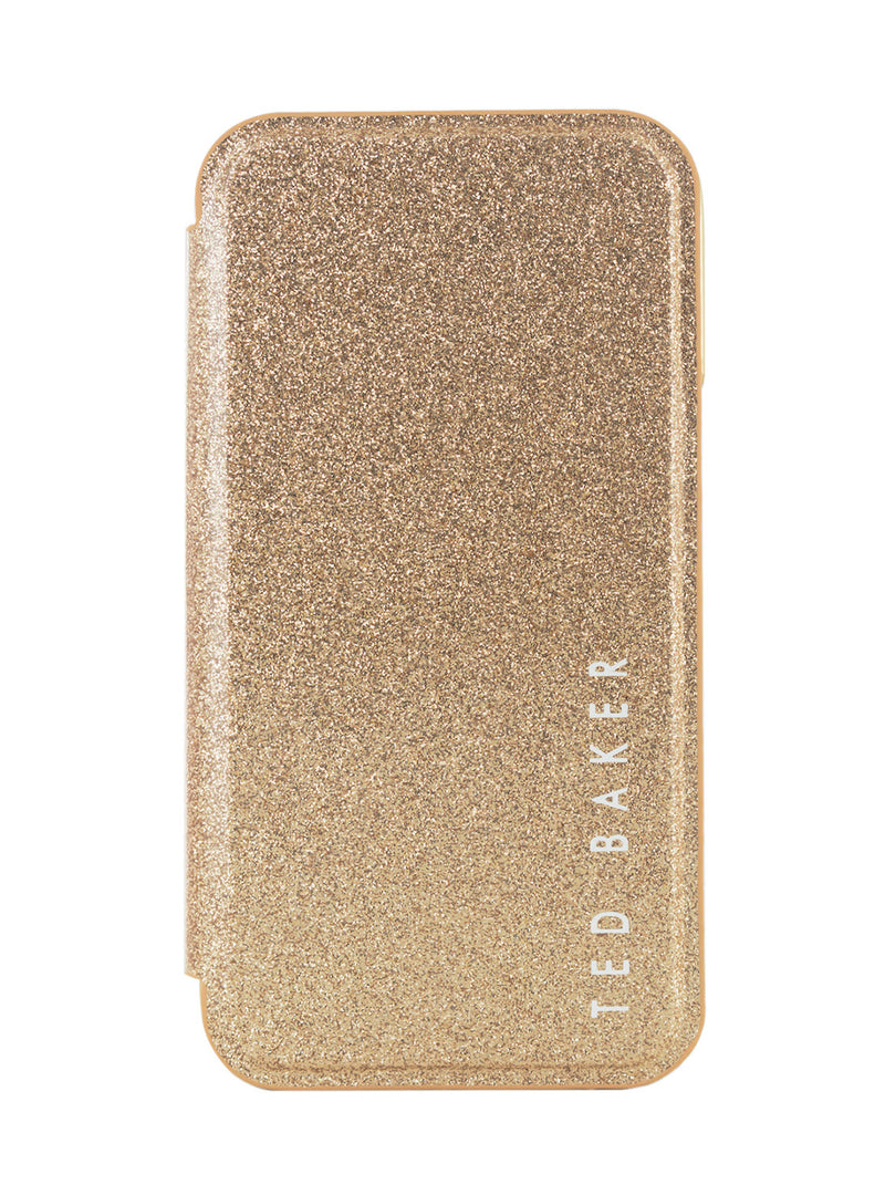 Ted Baker CAMBRIN Gold Glitter Mirror Folio Phone Case for iPhone 13