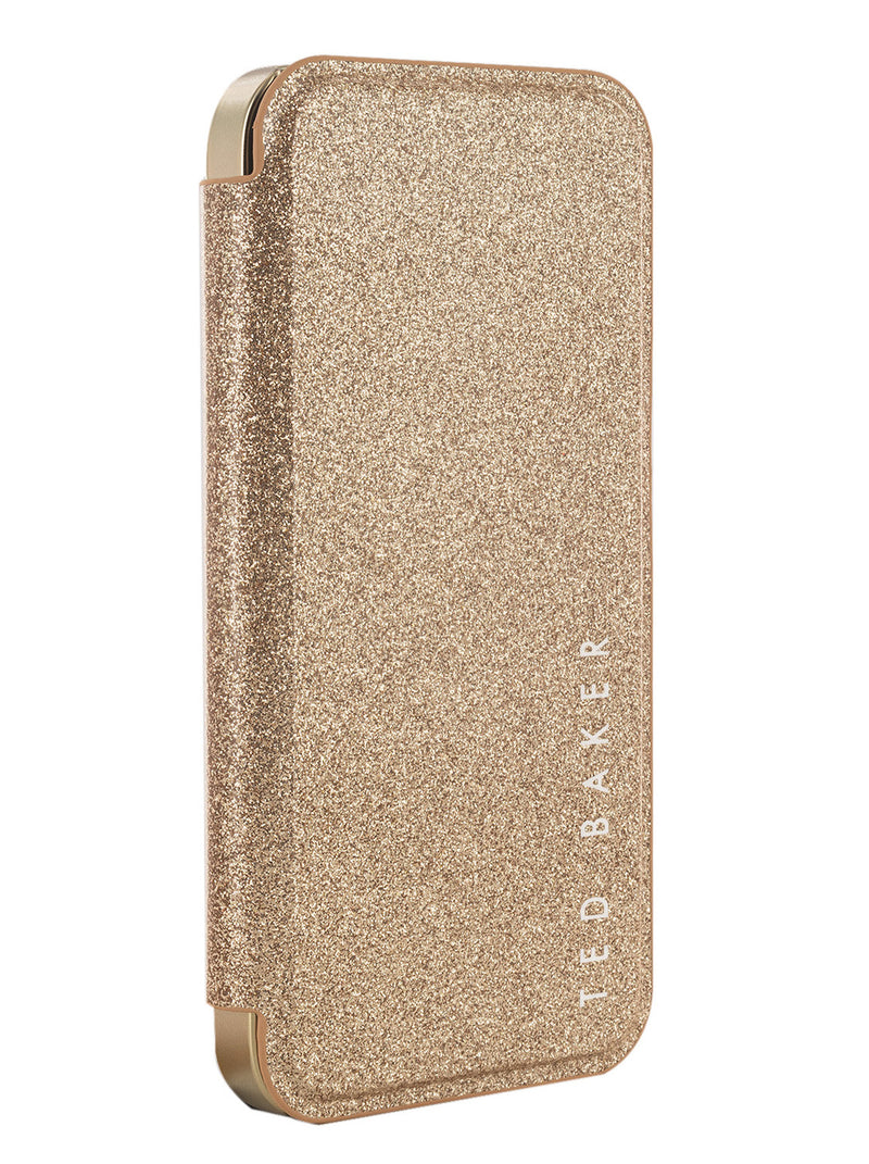 Ted Baker CAMBRIT Gold Glitter Mirror Folio Phone Case for iPhone 14 Pro Max