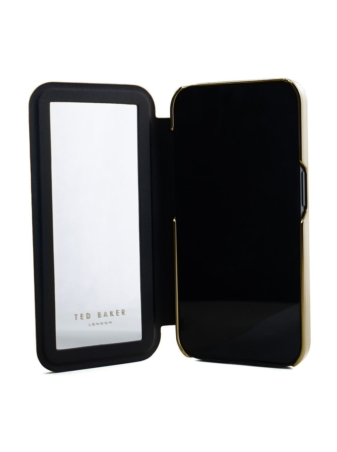Ted Baker CAMBRIT Gold Glitter Mirror Folio Phone Case for iPhone 14 Pro Max