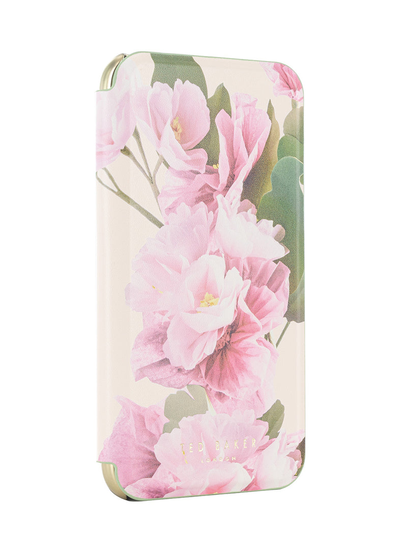 Ted Baker LIRIO Cream Flower Placement Mirror Folio Phone Case for iPhone 11 Green Gold Shell