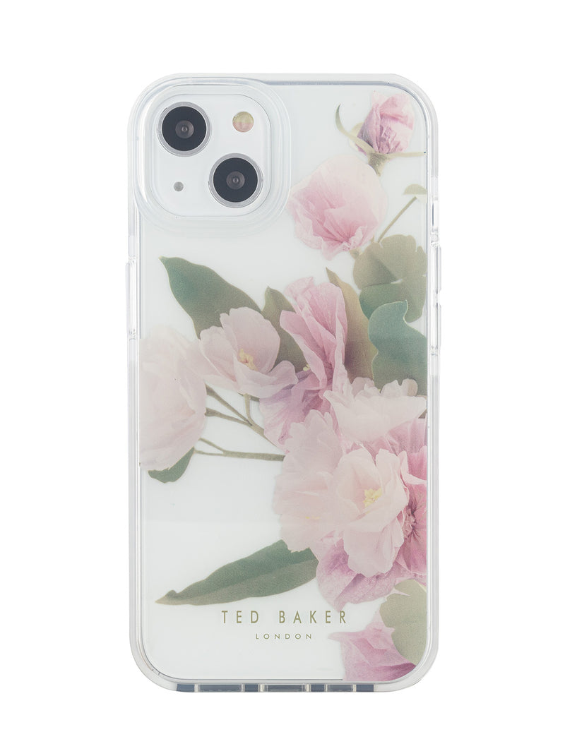Ted Baker APPENI Clear Flower Placement Antishock Phone Case for iPhone 14 Cream Bumper