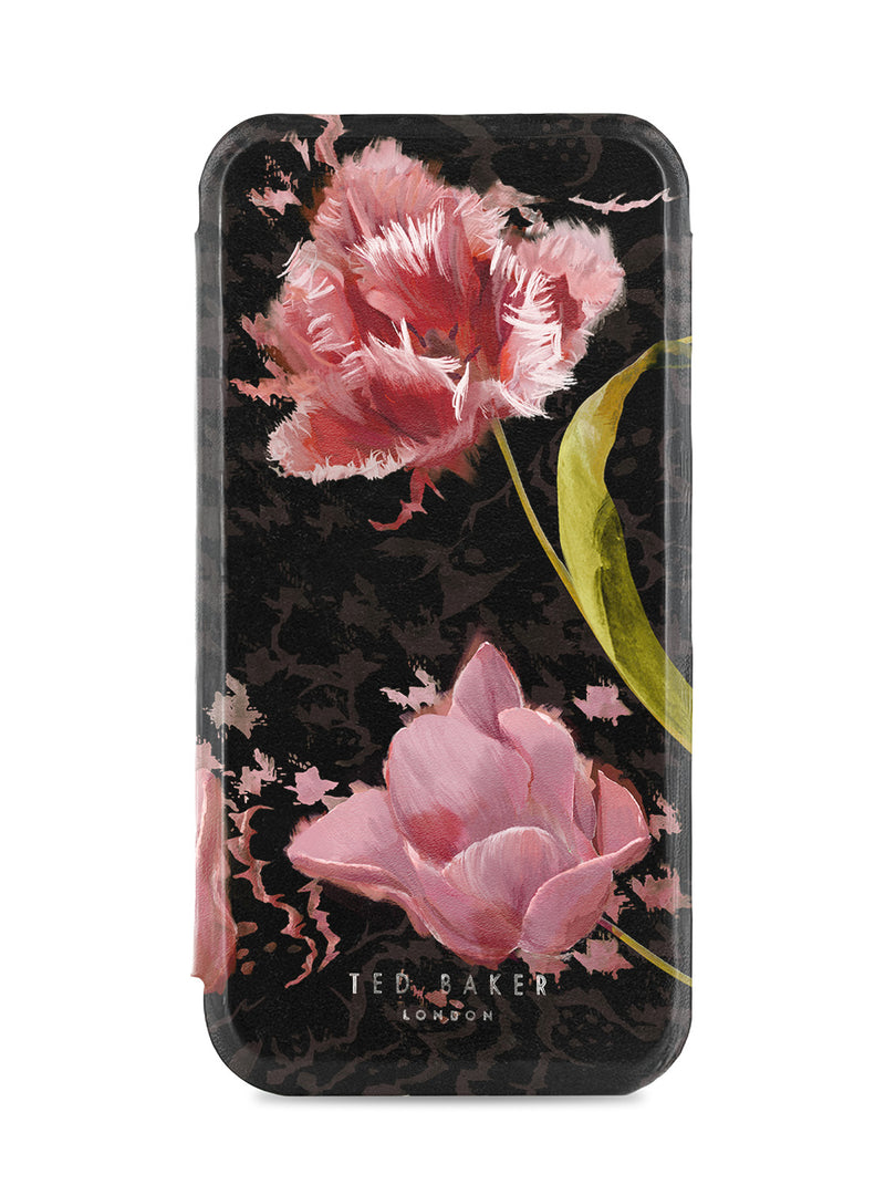 Ted Baker Pink Tulip Mirror Folio Phone Case for iPhone 17 Gold Shell