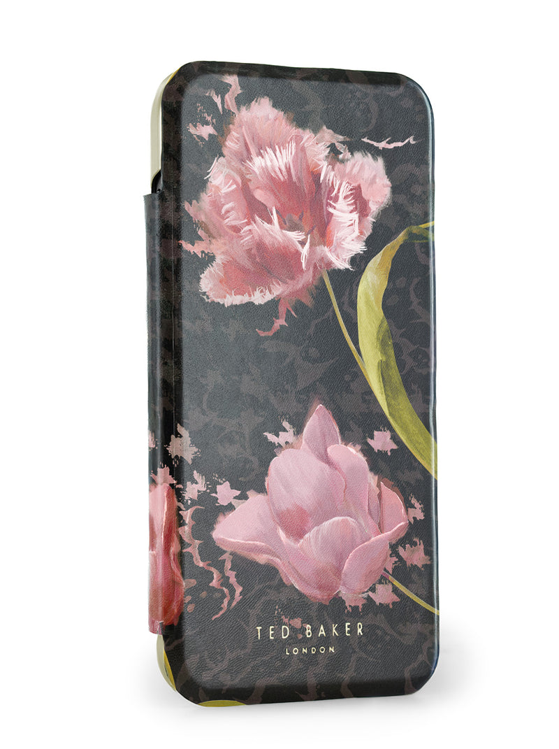 Ted Baker Pink Tulip Mirror Folio Phone Case for iPhone 17 Air Gold Shell
