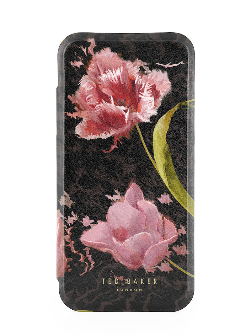 Ted Baker Pink Tulip Mirror Folio Phone Case for iPhone 17 Air Gold Shell