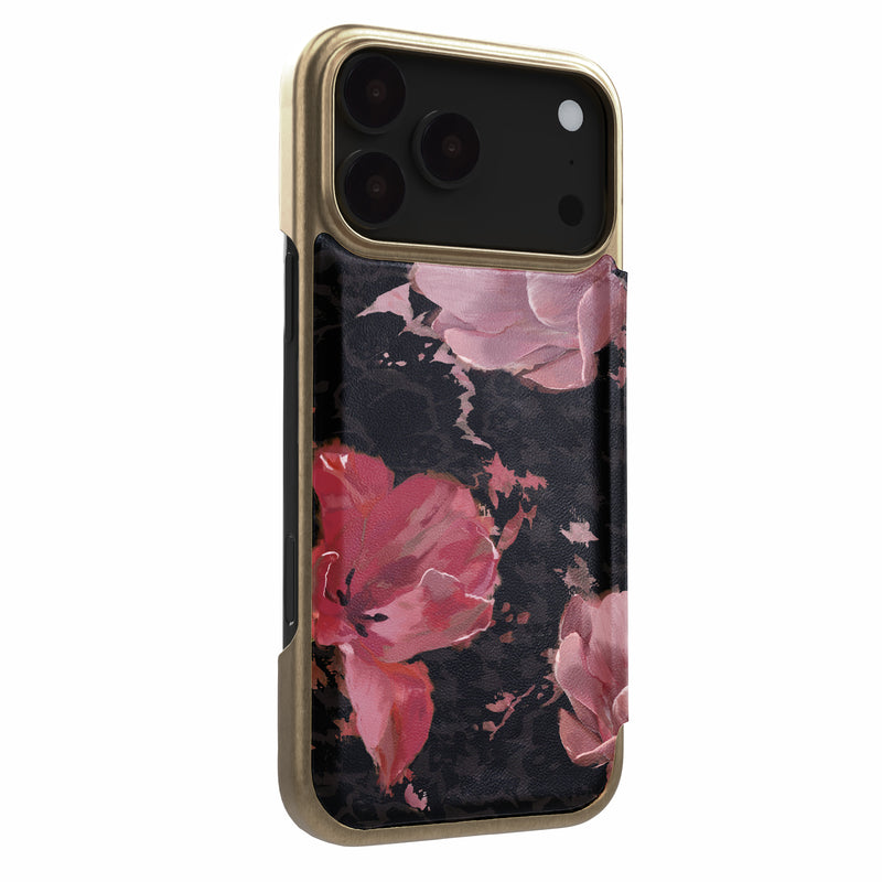 Ted Baker Pink Tulip Mirror Folio Phone Case for iPhone 17 Pro Gold Shell