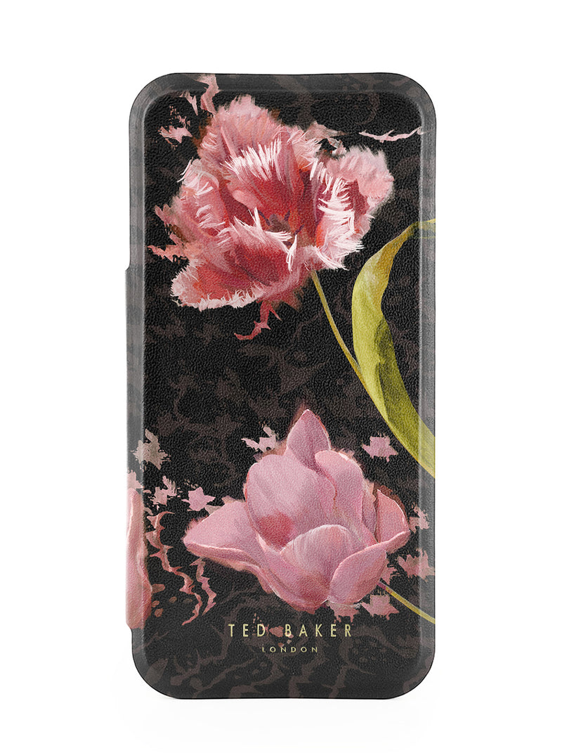Ted Baker Pink Tulip Mirror Folio Phone Case for iPhone 17 Pro Gold Shell