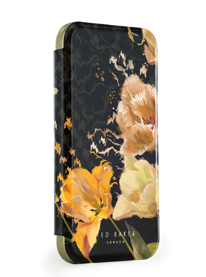 Ted Baker Orange Tulip Mirror Folio Phone Case for iPhone 17 Gold Shell
