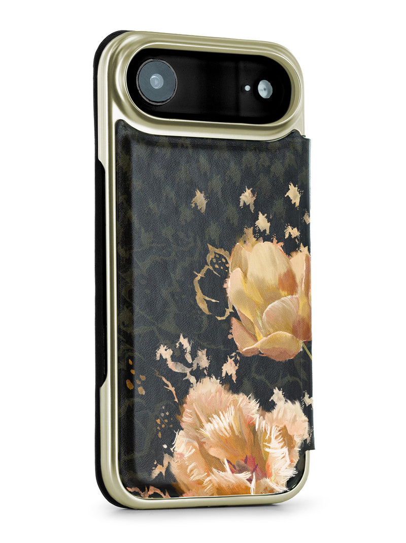 Ted Baker Orange Tulip Mirror Folio Phone Case for iPhone 17 Air Gold Shell
