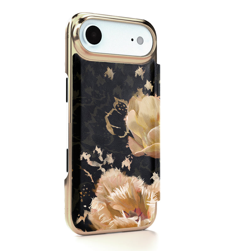 Ted Baker Orange Tulip Mirror Folio Phone Case for iPhone 17 Air Gold Shell