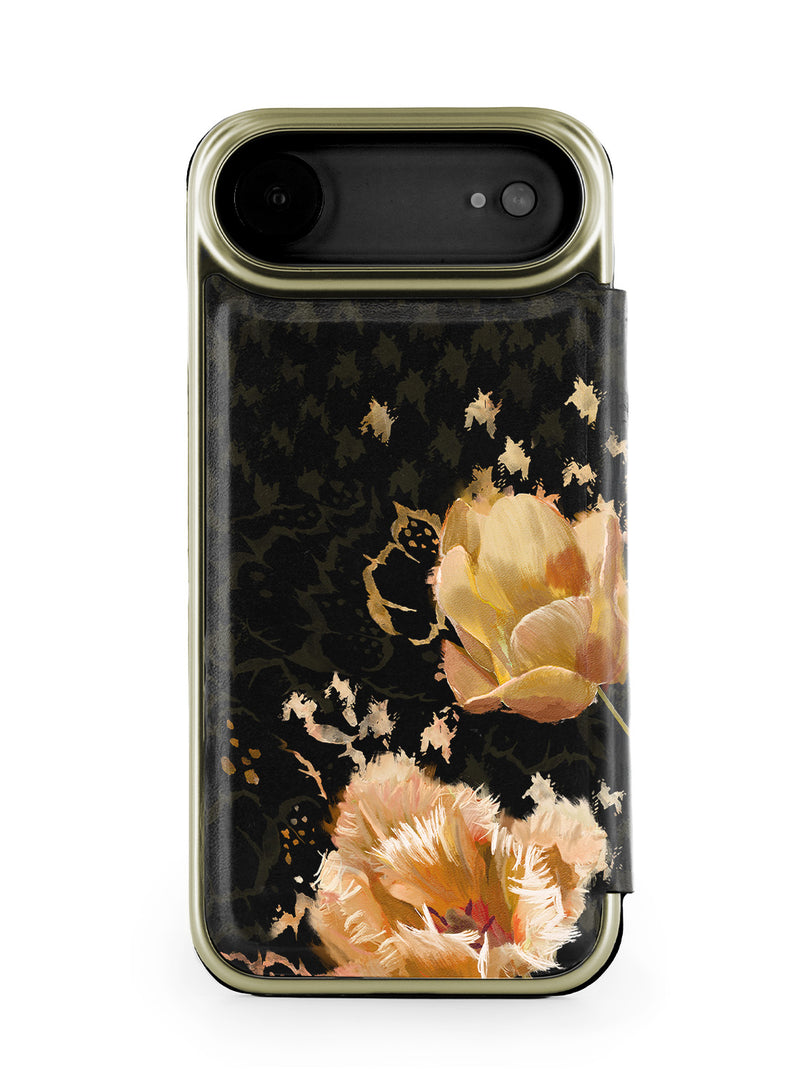 Ted Baker Orange Tulip Mirror Folio Phone Case for iPhone 17 Air Gold Shell