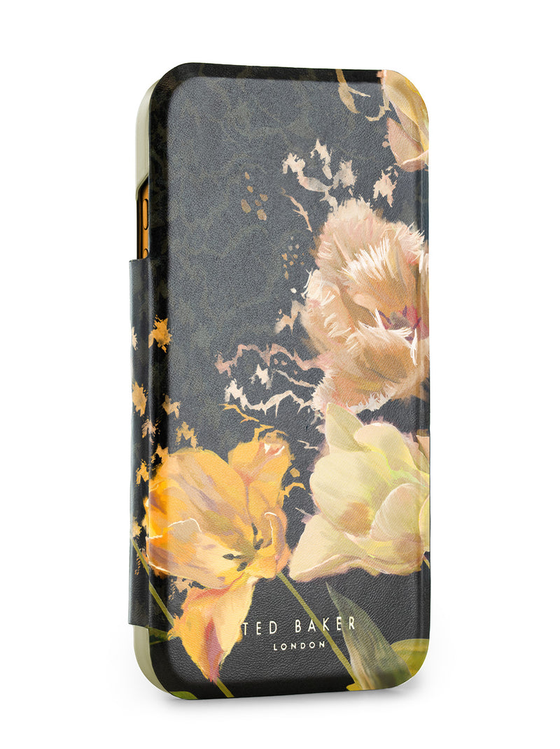Ted Baker Orange Tulip Mirror Folio Phone Case for iPhone 17 Pro Gold Shell