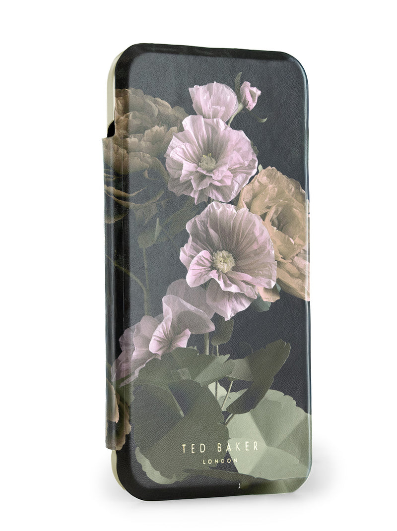 Ted Baker Black Paper Flowers Mirror Folio Phone Case for iPhone 17 Air Gold Shell