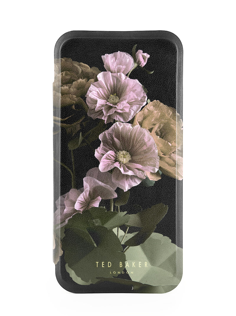 Ted Baker Black Paper Flowers Mirror Folio Phone Case for iPhone 17 Air Gold Shell