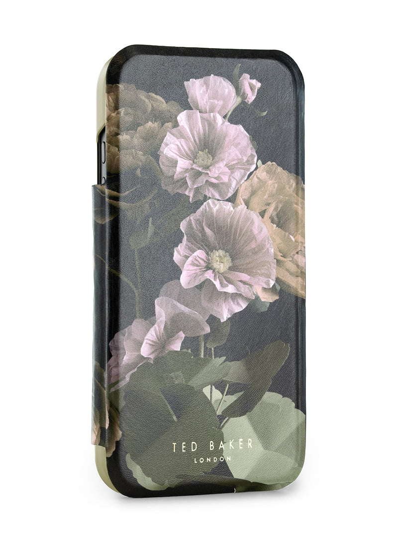 Ted Baker Black Paper Flowers Mirror Folio Phone Case for iPhone 17 Pro Gold Shell