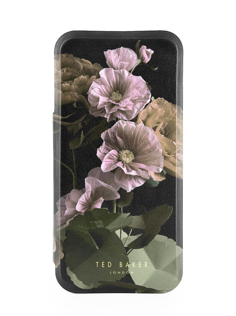 Ted Baker Black Paper Flowers Mirror Folio Phone Case for iPhone 17 Pro Gold Shell