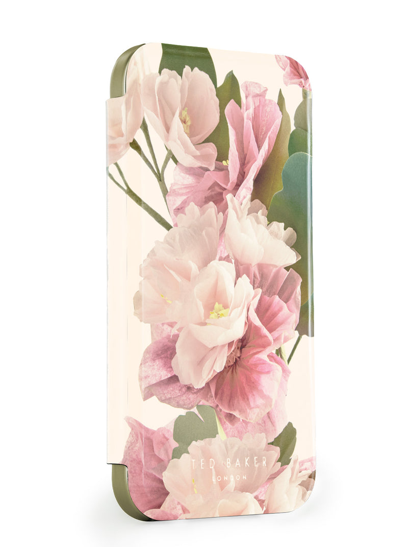 Ted Baker Cream Flower Placement Mirror Folio Phone Case for iPhone 17 Gold Shell
