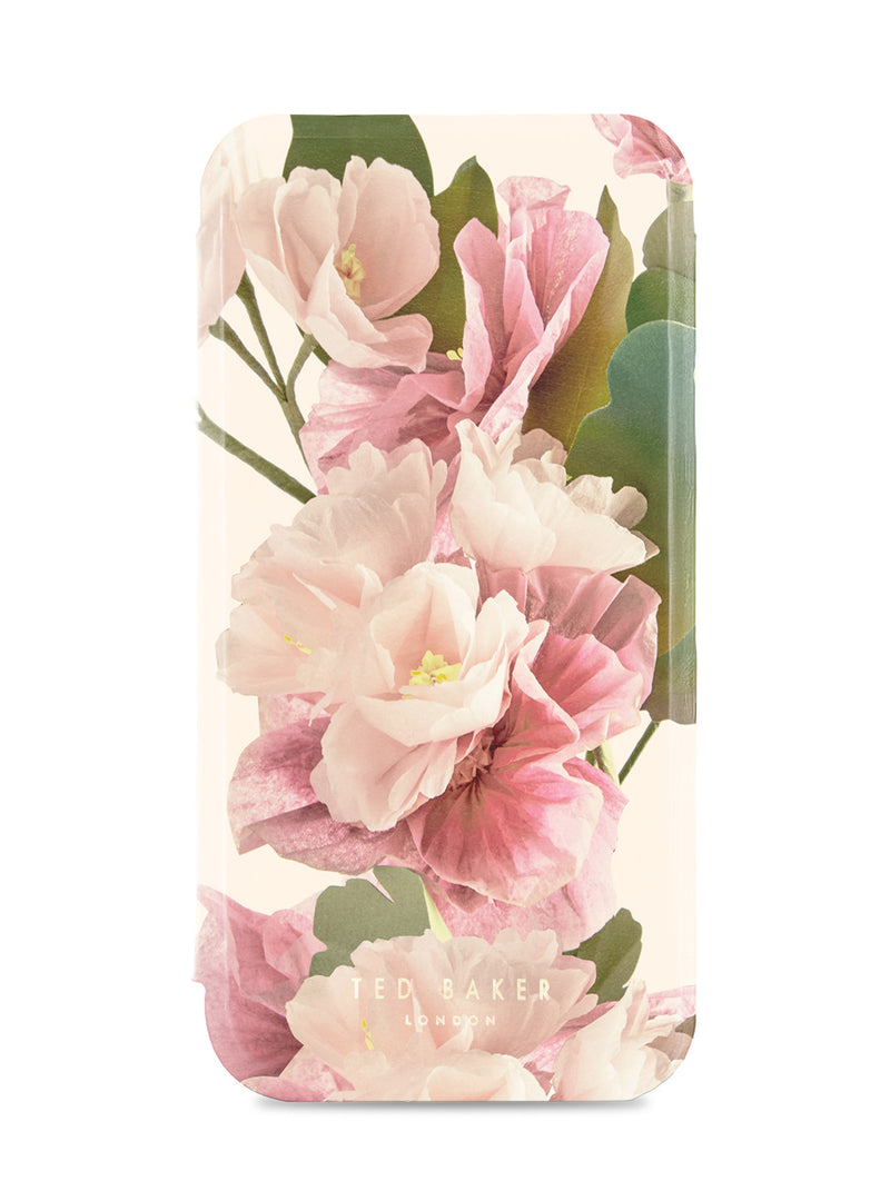 Ted Baker Cream Flower Placement Mirror Folio Phone Case for iPhone 17 Gold Shell