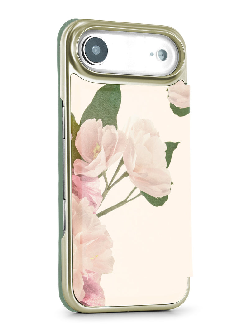 Ted Baker Cream Flower Placement Mirror Folio Phone Case for iPhone 17 Air Gold Shell