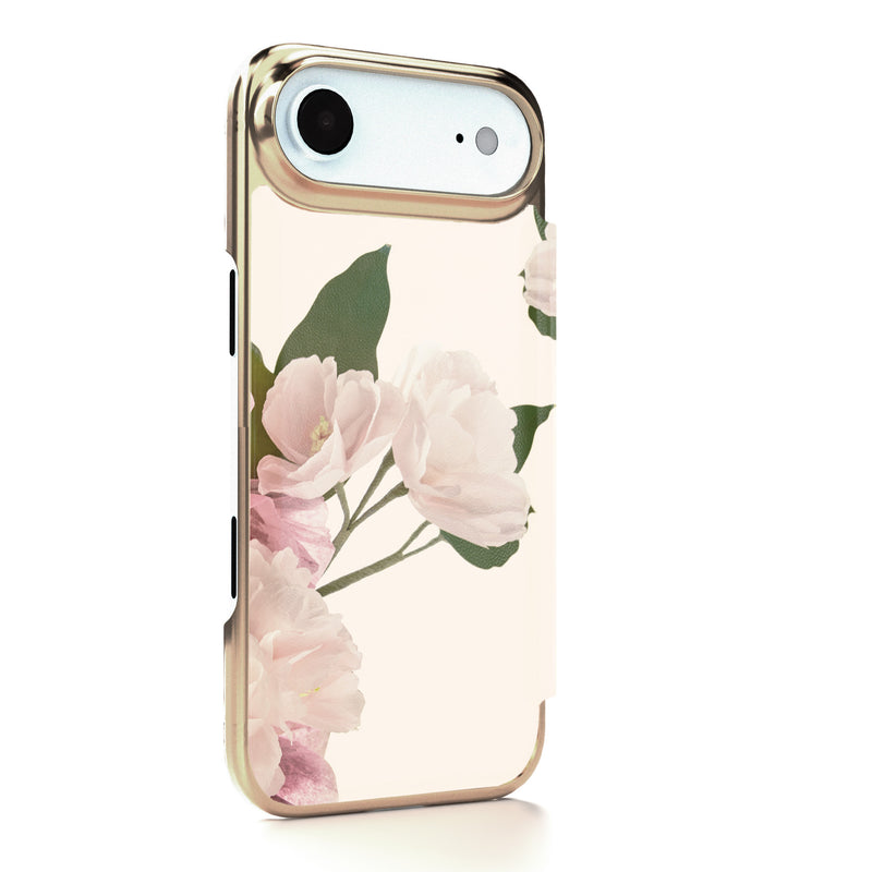 Ted Baker Cream Flower Placement Mirror Folio Phone Case for iPhone 17 Air Gold Shell