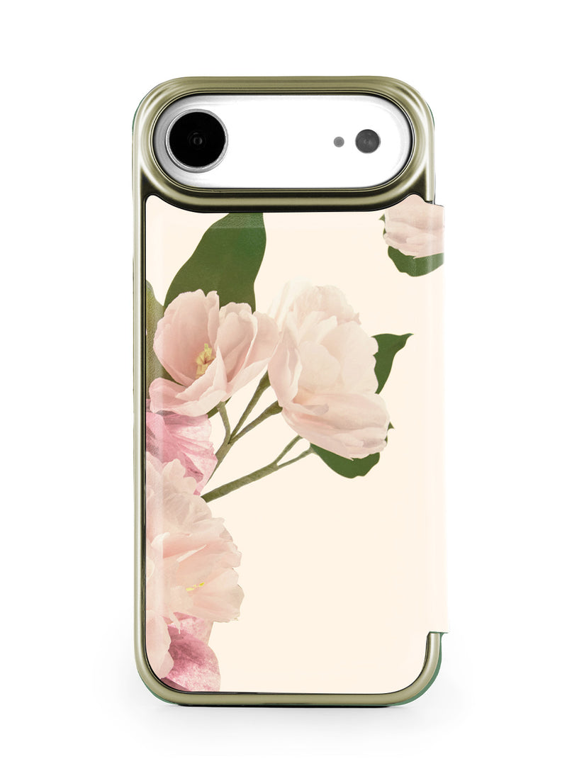 Ted Baker Cream Flower Placement Mirror Folio Phone Case for iPhone 17 Air Gold Shell