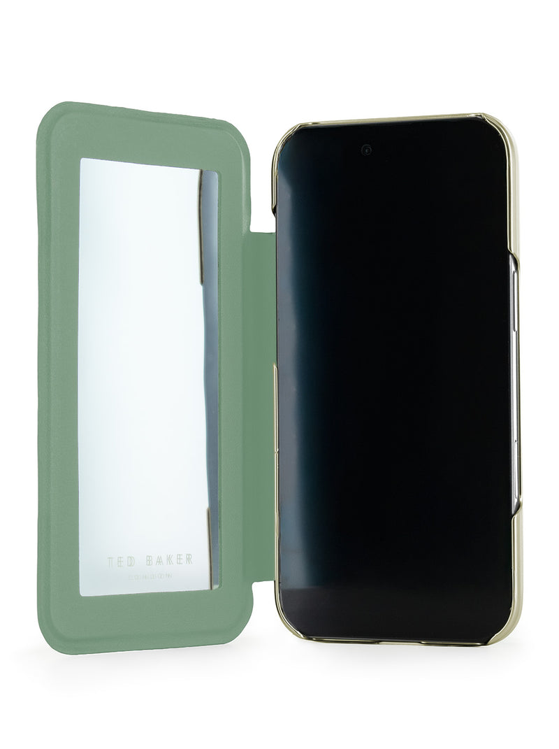 Ted Baker Cream Flower Placement Mirror Folio Phone Case for iPhone 17 Air Gold Shell