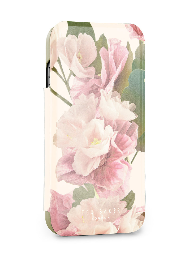 Ted Baker Cream Flower Placement Mirror Folio Phone Case for iPhone 17 Pro Gold Shell