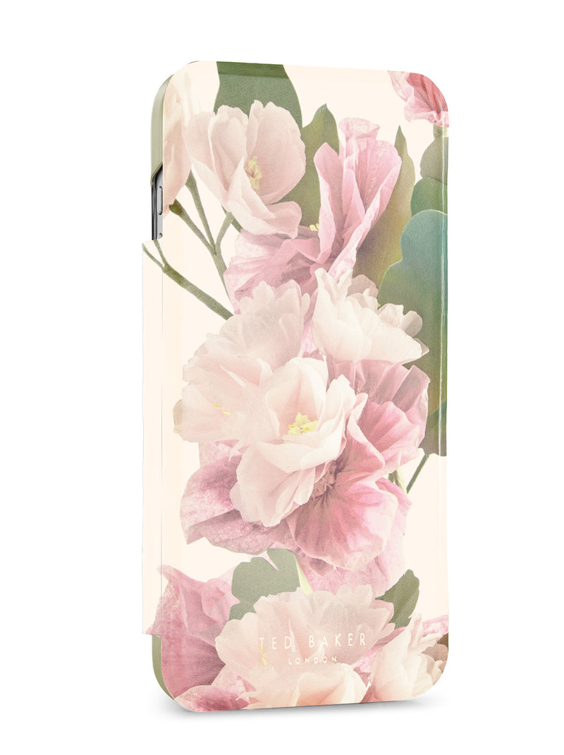 Ted Baker Cream Flower Placement Mirror Folio Phone Case for iPhone 17 Pro Max Gold Shell