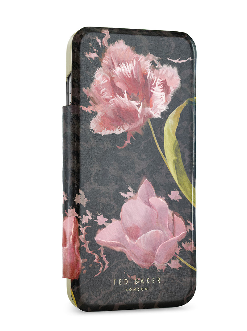 Ted Baker Pink Tulip Mirror Folio Phone Case for iPhone 17 Pro Max Gold Shell
